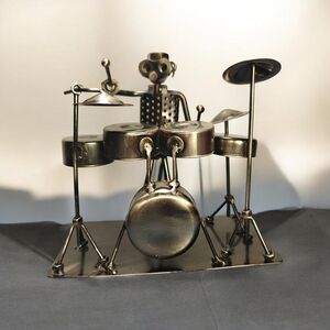 Handmade Hinz & Kunst Nuts & Bolts Silver Steel Metal Drummer Figurine Art Sculp